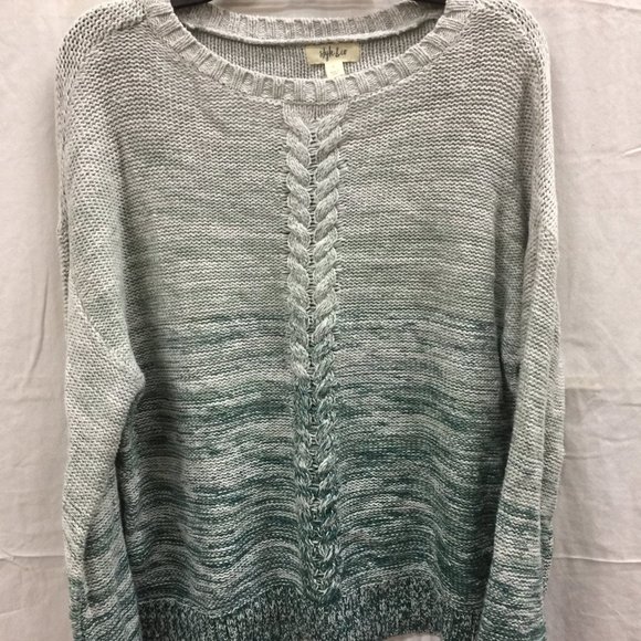 Style & Co Sweater Marl Braid Pullover Green XL - Picture 2 of 3